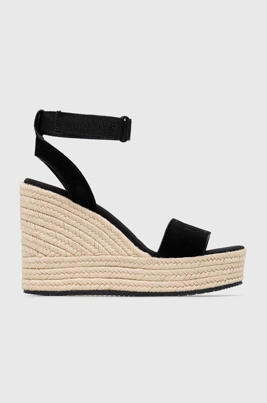 Calvin Klein Jeans sandale din piele intoarsa WEDGE SANDAL SU CON platformă negru YW0YW01026