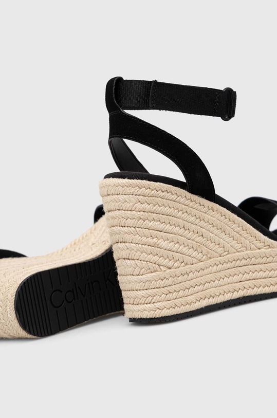 Încălțăminte Calvin Klein Jeans sandale din piele intoarsa WEDGE SANDAL SU CON YW0YW01026 negru