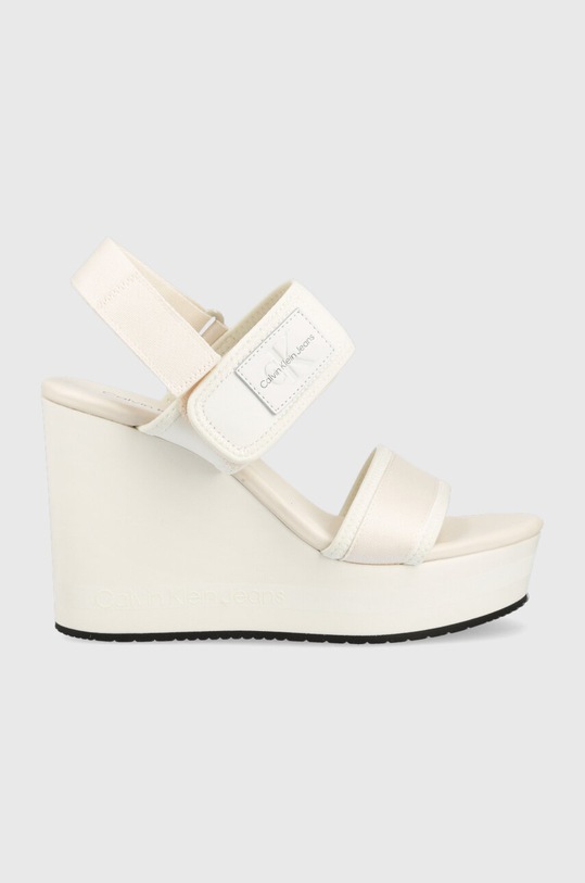 Сандали Calvin Klein Jeans WEDGE SANDAL BADGE скосена платформа бял YW0YW01028