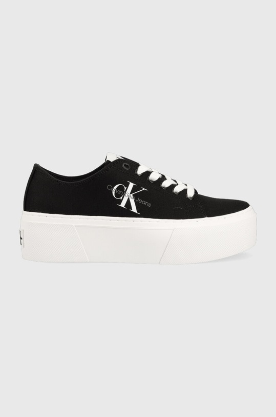Calvin Klein Jeans tenisówki FLATFORM+ CUPSOLE LOW TXT Planet friendly czarny YW0YW01033