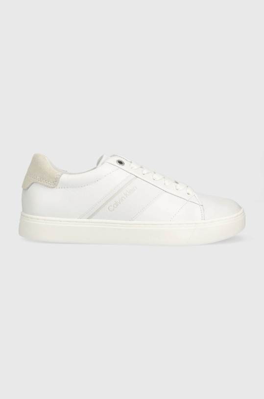 Kožené sneakers boty Calvin Klein CLEAN CUPSOLE LACE UP - HE Planet friendly bílá HW0HW01415