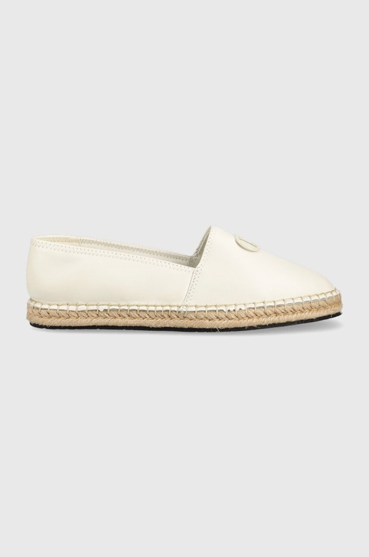 Calvin Klein espadryle skórzane ESPADRILLE W/HW płaski biały HW0HW01457