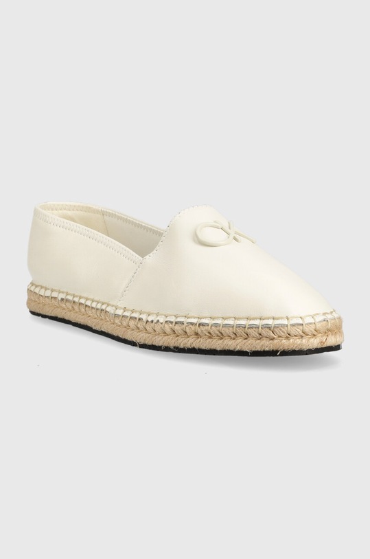 Calvin Klein espadryle skórzane ESPADRILLE W/HW HW0HW01457 biały SS23