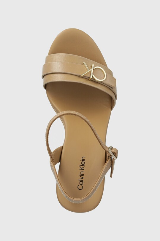 Kožené sandále Calvin Klein WEDGE 70HH W/HW béžová HW0HW01485