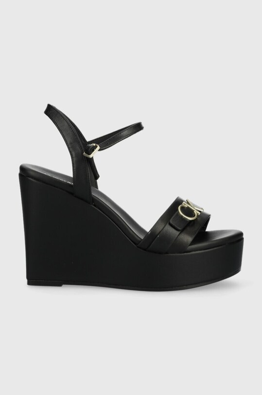 Calvin Klein sandały skórzane WEDGE 70HH W/HW pozostałe czarny HW0HW01485
