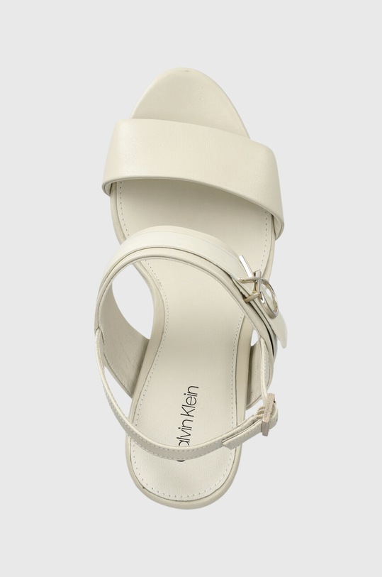 Calvin Klein sandały skórzane BLOCK HL SANDAL 85HH W/HW beżowy HW0HW01486