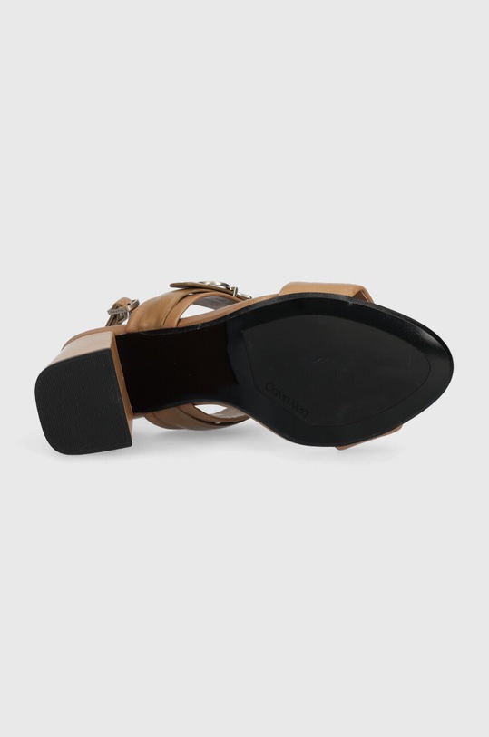 Calvin Klein sandały skórzane BLOCK HL SANDAL 85HH W/HW HW0HW01486 beżowy