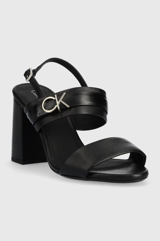 Кожаные сандалии Calvin Klein BLOCK HL SANDAL 85HH W/HW HW0HW01486 чёрный SS23