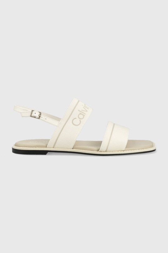 Calvin Klein sandały SQUARED SANDAL HE płaski beżowy HW0HW01496