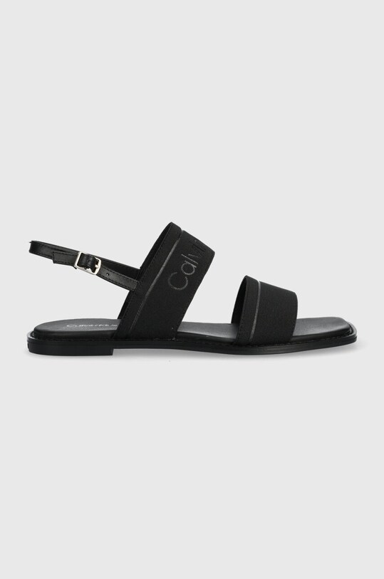 Calvin Klein sandały SQUARED SANDAL HE płaski czarny HW0HW01496