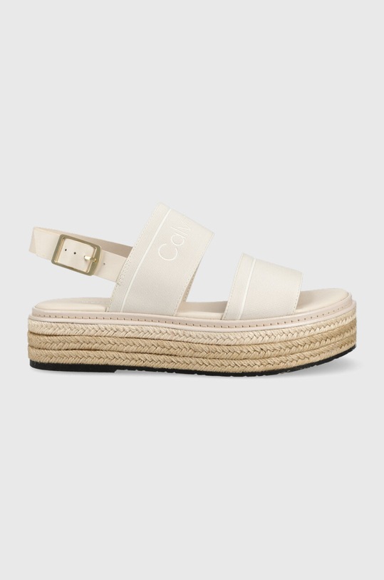 Sandále Calvin Klein FLATFORM WEDGE - HE platforma béžová HW0HW01497