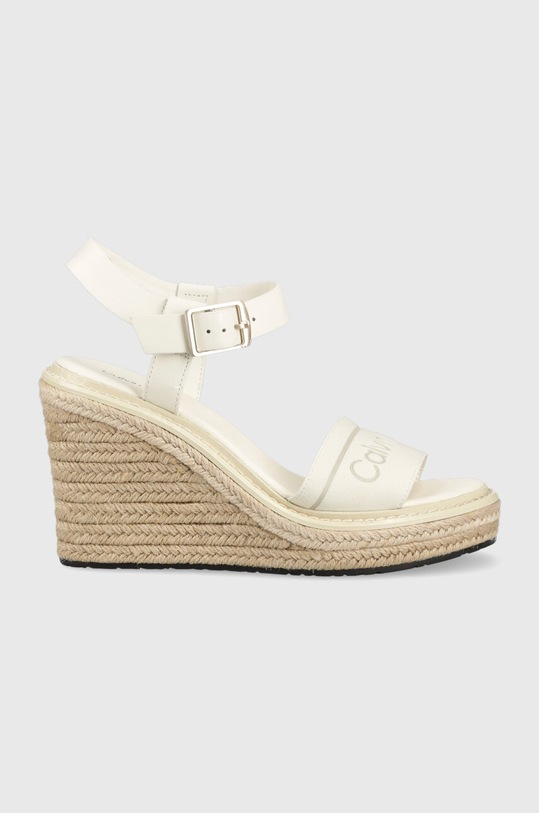 Calvin Klein sandały WEDGE 70HH - HE tekstylny biały HW0HW01499