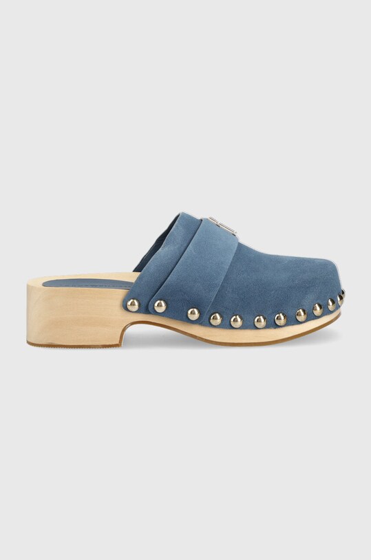 Tommy Hilfiger klapki zamszowe TH CLOG SUEDE mules granatowy FW0FW07171