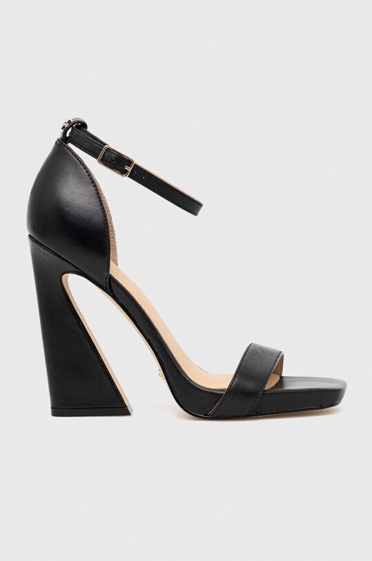 Guess sandały skórzane morra słupek czarny FL5MRR.LEA03.BLACK