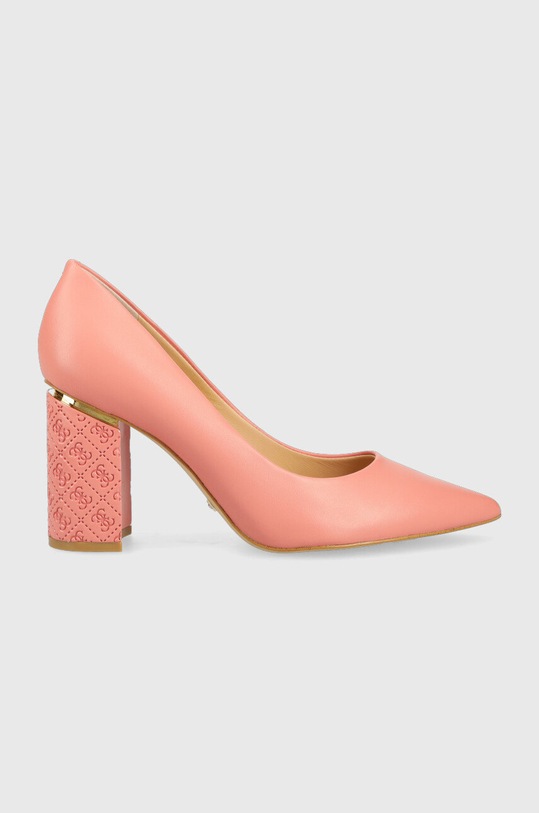 Guess czółenka skórzane Pialy słupek pomarańczowy FL5PIA.LEA08.CORAL