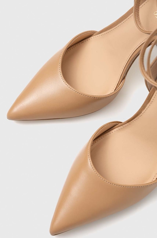 Guess szpilki skórzane sydnie FL5SYD.LEA03.SAND beżowy