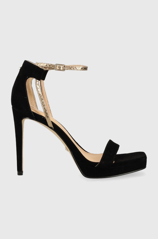 Semišové sandály Guess Zoila jehličkový černá FL5ZOI.SUE03.BLACK
