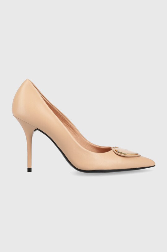 Кожени обувки с висок ток Love Moschino Scarpad Spillo 95 гладка кожа бежов JA10139G1GIE0609
