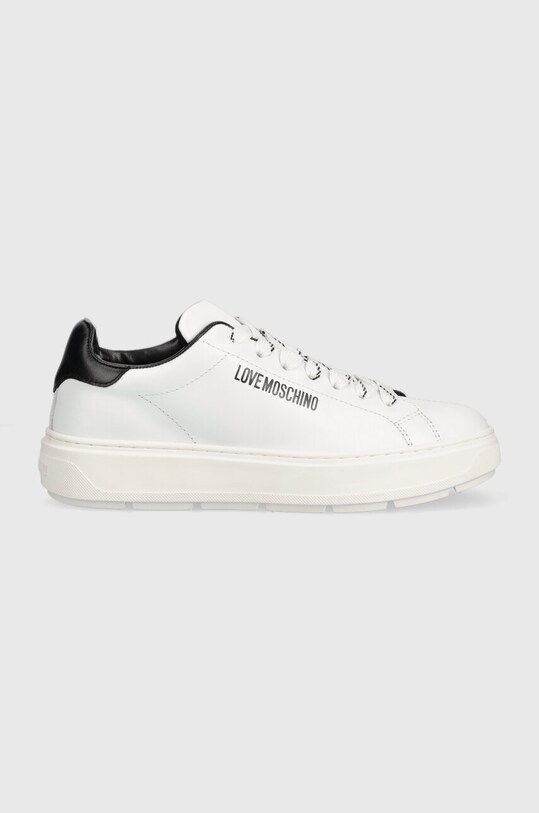 Love Moschino sneakersy skórzane Sneakerd Bold 40 platforma biały JA15374G1GIA110A