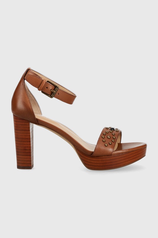 Lauren Ralph Lauren sandały skórzane Sylvia słupek brązowy 802891411001.270