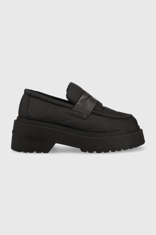 Μοκασίνια Tommy Jeans PUFFER LOAFER ίσια πλατφόρμα μαύρο EN0EN02080