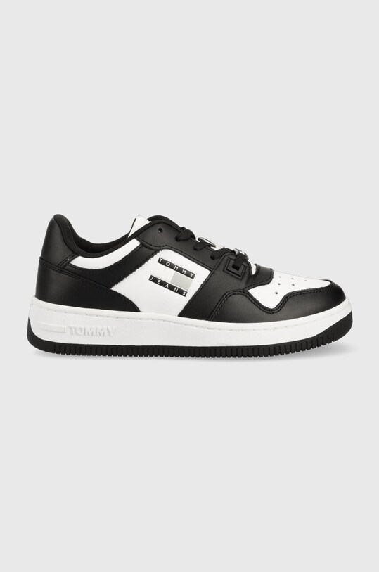 Kožené sneakers boty Tommy Jeans RETRO WMN LOW FANCY textilní černá EN0EN02103