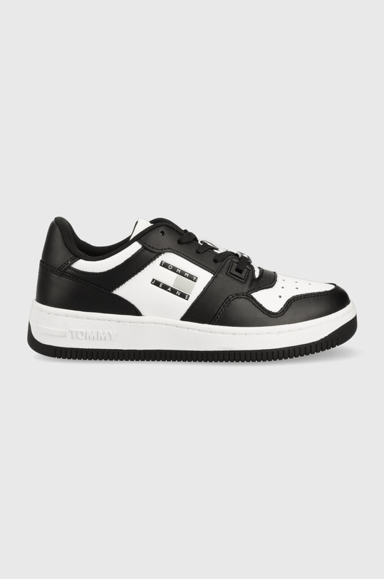 Kožené sneakers boty Tommy Jeans RETRO WMN LOW FANCY textilní černá EN0EN02103
