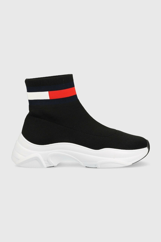 Sneakers boty Tommy Jeans SOCK BOOT plochá černá EN0EN02104