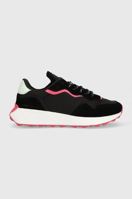 Sneakers boty Tommy Jeans WMNS NEW RUNNER semišová kůže černá EN0EN02143