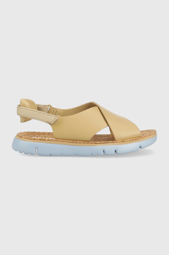 Camper sandały skórzane Oruga Sandal płaski beżowy K200157.048