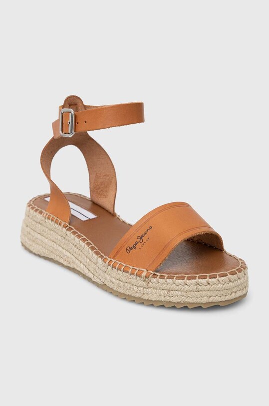 Kožené sandály Pepe Jeans KATE PLS90591 hnědá SS23