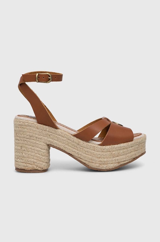 Pepe Jeans sandale de piele TAFFY gros maro PLS90602