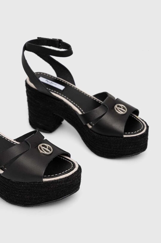 Pepe Jeans sandale de piele TAFFY PLS90602 negru SS23