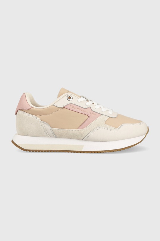 Sneakers boty Tommy Hilfiger ESSENTIAL TH RUNNER plochá béžová FW0FW06947