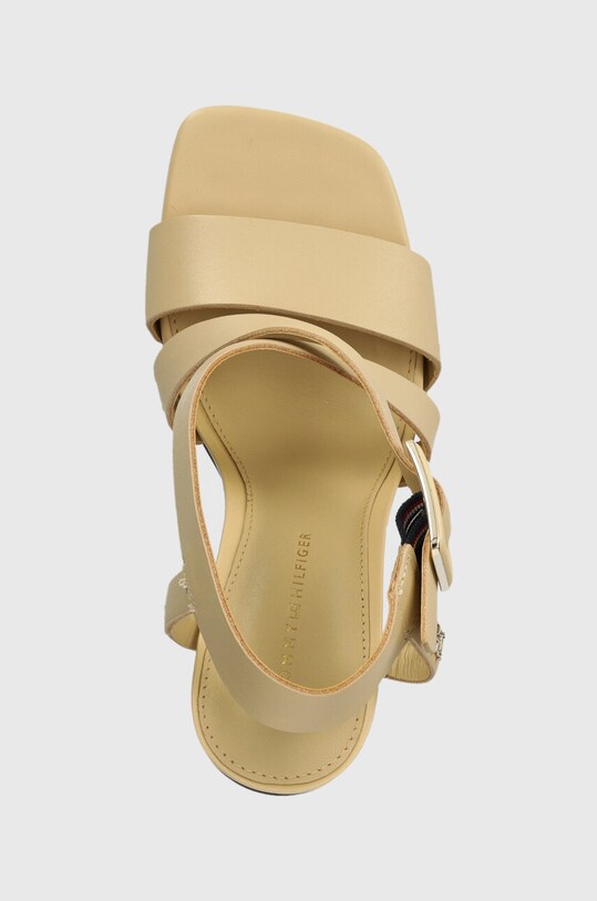 Шкіряні сандалі Tommy Hilfiger HARDWARE BLOCK HIGH HEEL бежевий FW0FW07016