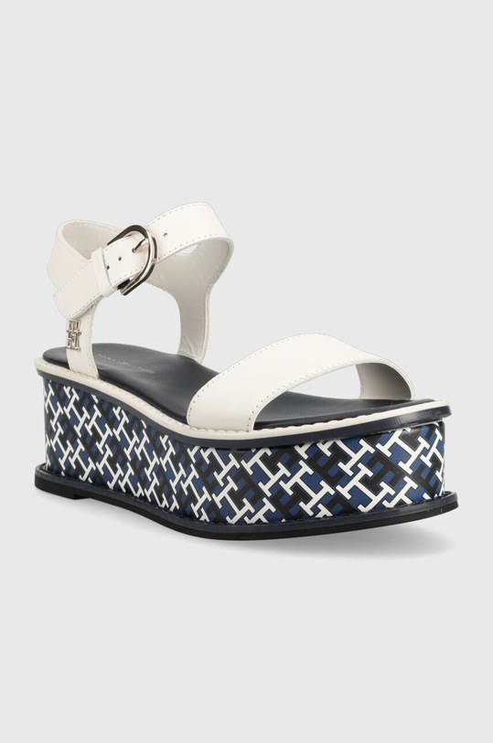 Tommy Hilfiger sandały skórzane NEW ARTISANAL FLATFORM FW0FW07022 biały SS23
