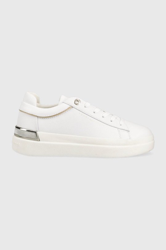 Шкіряні кросівки Tommy Hilfiger LUX METALLIC CUPSOLE SNEAKER пласка білий FW0FW07030