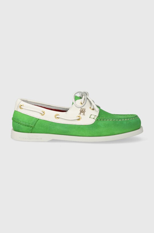 Tommy Hilfiger mokasyny zamszowe TH BOAT SHOE skóra zamszowa zielony FW0FW07066