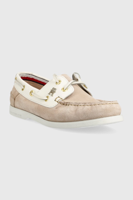 Замшеві мокасини Tommy Hilfiger TH BOAT SHOE FW0FW07066 бежевий SS23