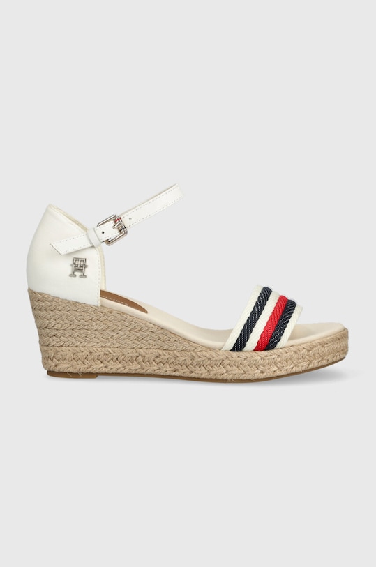 Tommy Hilfiger sandały MID WEDGE CORPORATE tekstylny biały FW0FW07078