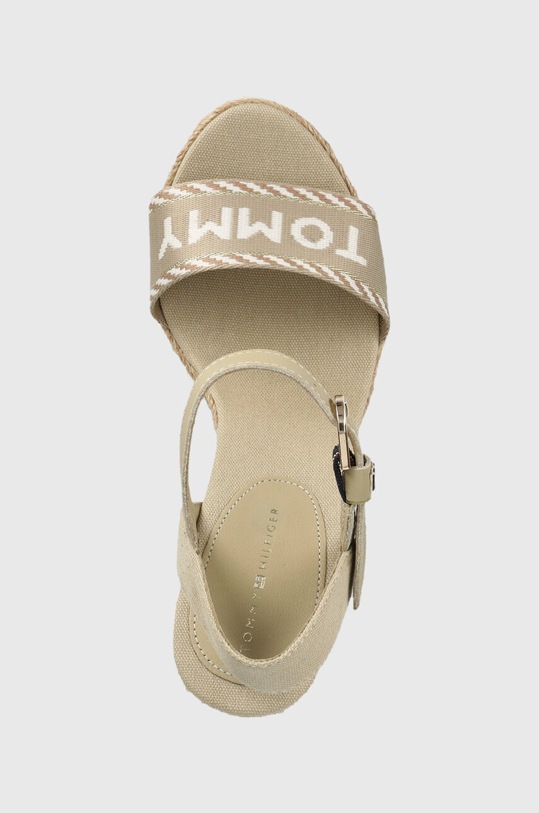 Tommy Hilfiger sandały SEASONAL WEBBING WEDGE beżowy FW0FW07088