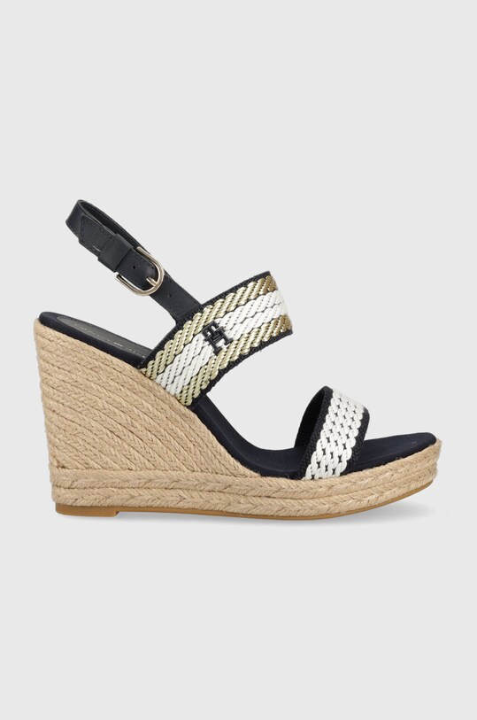 Sandale Tommy Hilfiger GOLDEN WEBBING WEDGE tekstil mornarsko plava FW0FW07089