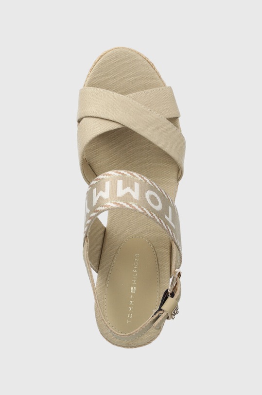 Σανδάλια Tommy Hilfiger SEASONAL WEBBING MID WEDGE μπεζ FW0FW07091
