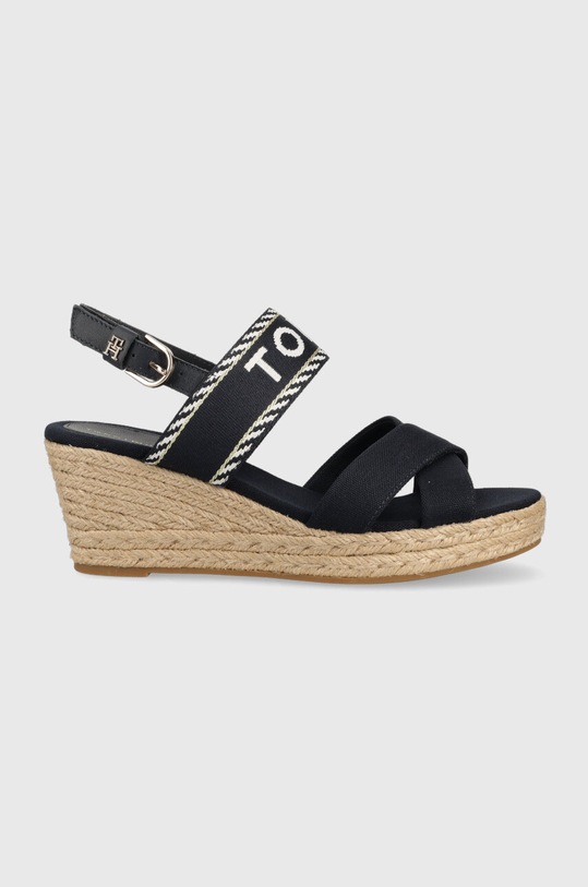 Sandály Tommy Hilfiger SEASONAL WEBBING MID WEDGE klín námořnická modř FW0FW07091