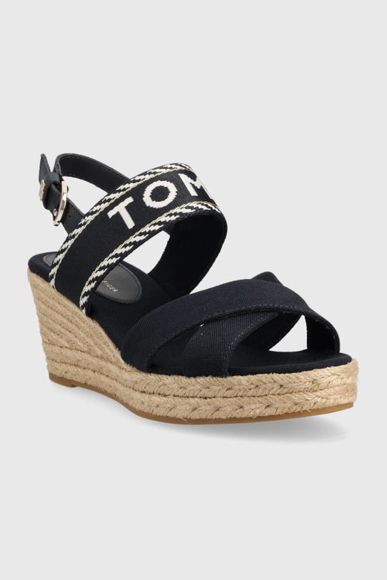 Sandale Tommy Hilfiger SEASONAL WEBBING MID WEDGE FW0FW07091 mornarsko plava SS23