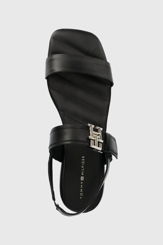 Кожени сандали Tommy Hilfiger HARDWARE FLAT SANDAL черен FW0FW07094