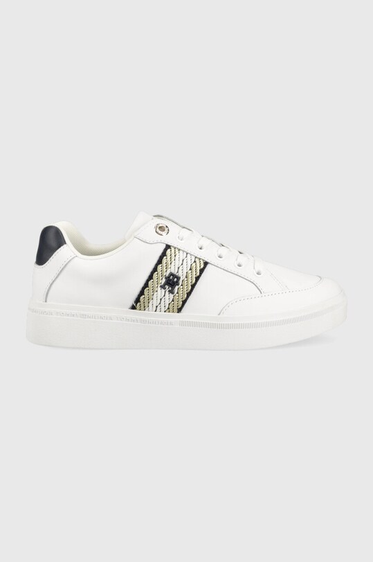 Шкіряні кросівки Tommy Hilfiger COURT SNEAKER WITH WEBBING пласка білий FW0FW07106