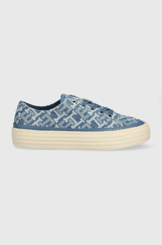 Tommy Hilfiger tenisówki VULC ROPE MONOGRAM DENIM imitacja skóry licowej niebieski FW0FW07112