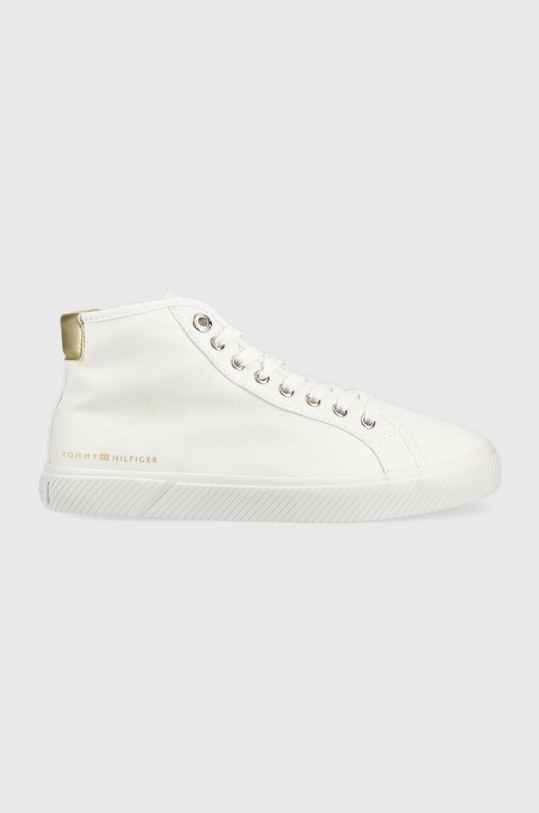 Kecky Tommy Hilfiger ESSENTIAL HIGHCUT SNEAKER textilní bílá FW0FW07120