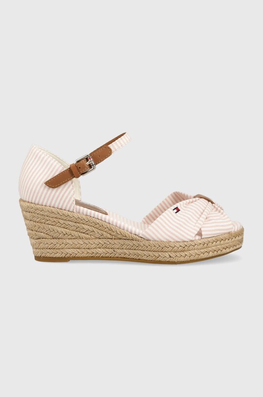 Tommy Hilfiger sandały HIGH WEDGE SEERSUCKER tekstylny różowy FW0FW07158